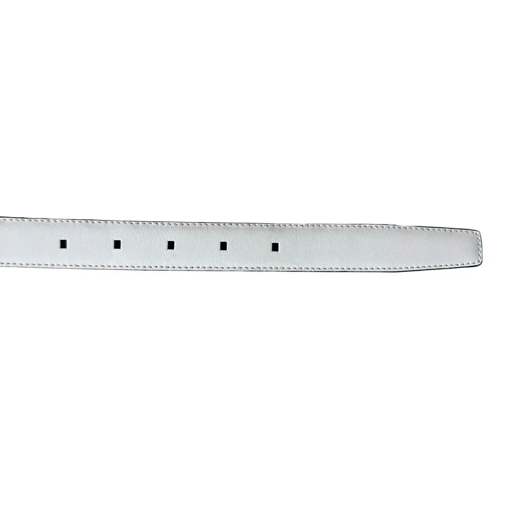 Calvin Klein Reversible Leather Belt Black White Silver Buckle Size Small 641732